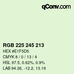 Color code: RGB 225 245 213 | qconv.com