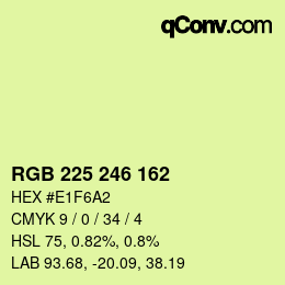 Color code: RGB 225 246 162 | qconv.com