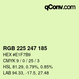 Color code: RGB 225 247 185 | qconv.com