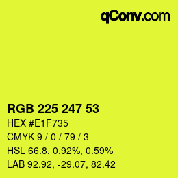 カラーコード: RGB 225 247 53 | qconv.com