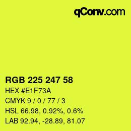 Color code: RGB 225 247 58 | qconv.com