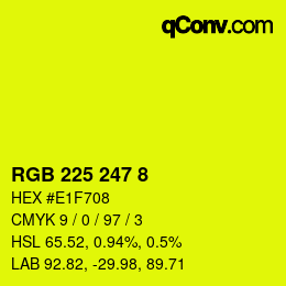 カラーコード: RGB 225 247 8 | qconv.com