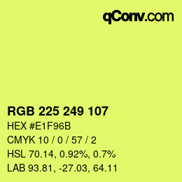 Color code: RGB 225 249 107 | qconv.com