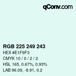 Color code: RGB 225 249 243 | qconv.com