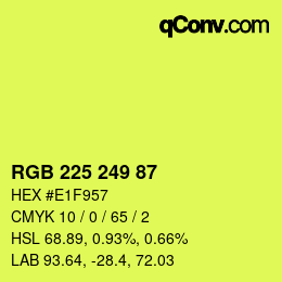 Color code: RGB 225 249 87 | qconv.com