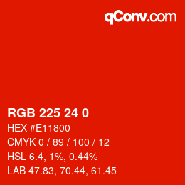 カラーコード: RGB 225 24 0 | qconv.com