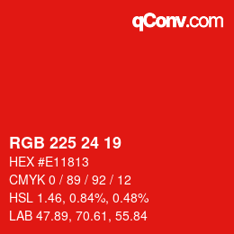 颜色代码: RGB 225 24 19 | qconv.com