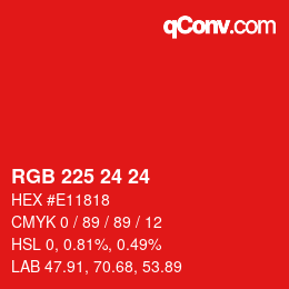 カラーコード: RGB 225 24 24 | qconv.com