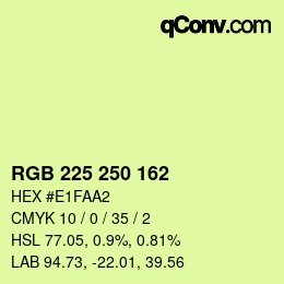 Color code: RGB 225 250 162 | qconv.com
