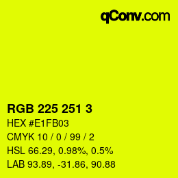 カラーコード: RGB 225 251 3 | qconv.com