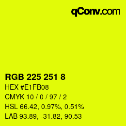 カラーコード: RGB 225 251 8 | qconv.com