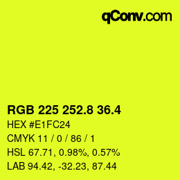 カラーコード: RGB 225 252.8 36.4 | qconv.com