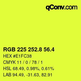 カラーコード: RGB 225 252.8 56.4 | qconv.com