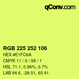 Color code: RGB 225 252 106 | qconv.com