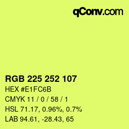 Color code: RGB 225 252 107 | qconv.com