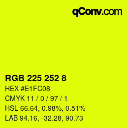 カラーコード: RGB 225 252 8 | qconv.com