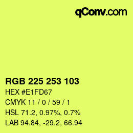 Color code: RGB 225 253 103 | qconv.com
