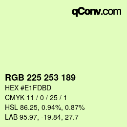 颜色代码: RGB 225 253 189 | qconv.com
