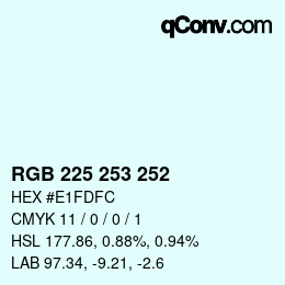 Color code: RGB 225 253 252 | qconv.com