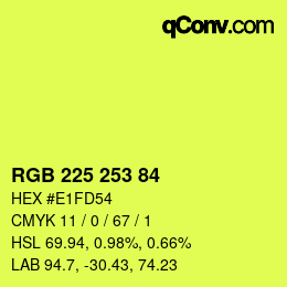 颜色代码: RGB 225 253 84 | qconv.com