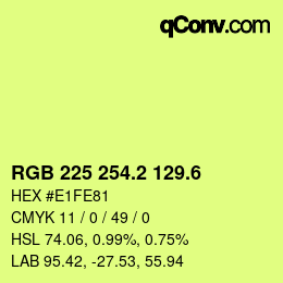 カラーコード: RGB 225 254.2 129.6 | qconv.com