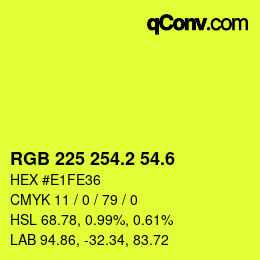カラーコード: RGB 225 254.2 54.6 | qconv.com