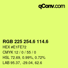 カラーコード: RGB 225 254.6 114.6 | qconv.com