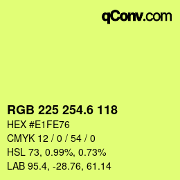 カラーコード: RGB 225 254.6 118 | qconv.com