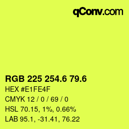 カラーコード: RGB 225 254.6 79.6 | qconv.com