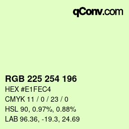 Color code: RGB 225 254 196 | qconv.com