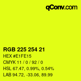 Color code: RGB 225 254 21 | qconv.com