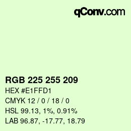 Color code: RGB 225 255 209 | qconv.com