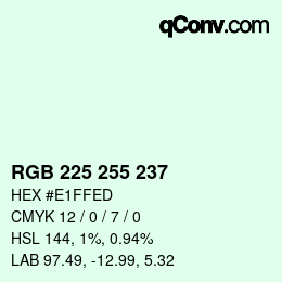 Color code: RGB 225 255 237 | qconv.com