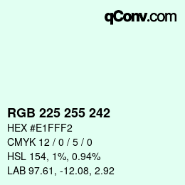 Farbcode: RGB 225 255 242 | qconv.com