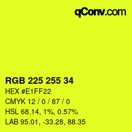 カラーコード: RGB 225 255 34 | qconv.com