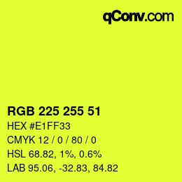 Color code: RGB 225 255 51 | qconv.com