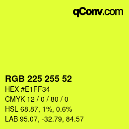 Color code: RGB 225 255 52 | qconv.com