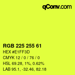 Color code: RGB 225 255 61 | qconv.com