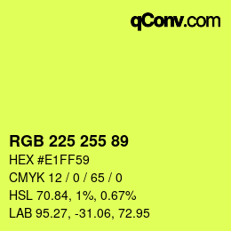 Color code: RGB 225 255 89 | qconv.com