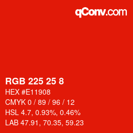 カラーコード: RGB 225 25 8 | qconv.com