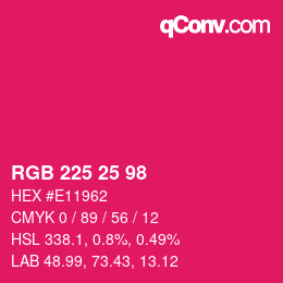 颜色代码: RGB 225 25 98 | qconv.com