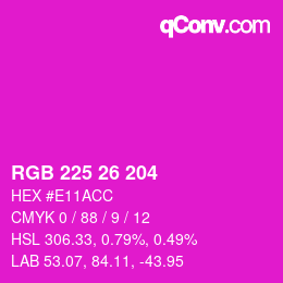 カラーコード: RGB 225 26 204 | qconv.com