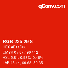 カラーコード: RGB 225 29 8 | qconv.com