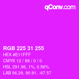 Color code: RGB 225 31 255 | qconv.com