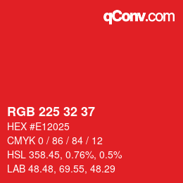 カラーコード: RGB 225 32 37 | qconv.com