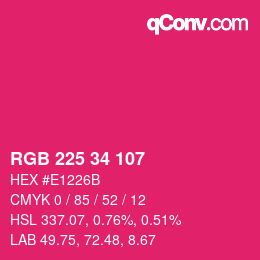 Farbcode: RGB 225 34 107 | qconv.com
