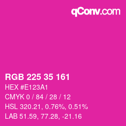 颜色代码: RGB 225 35 161 | qconv.com