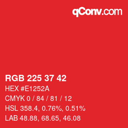 カラーコード: RGB 225 37 42 | qconv.com