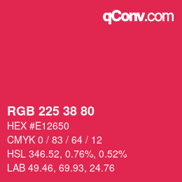 Color code: RGB 225 38 80 | qconv.com