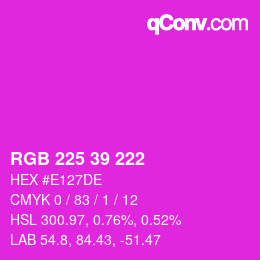 カラーコード: RGB 225 39 222 | qconv.com
